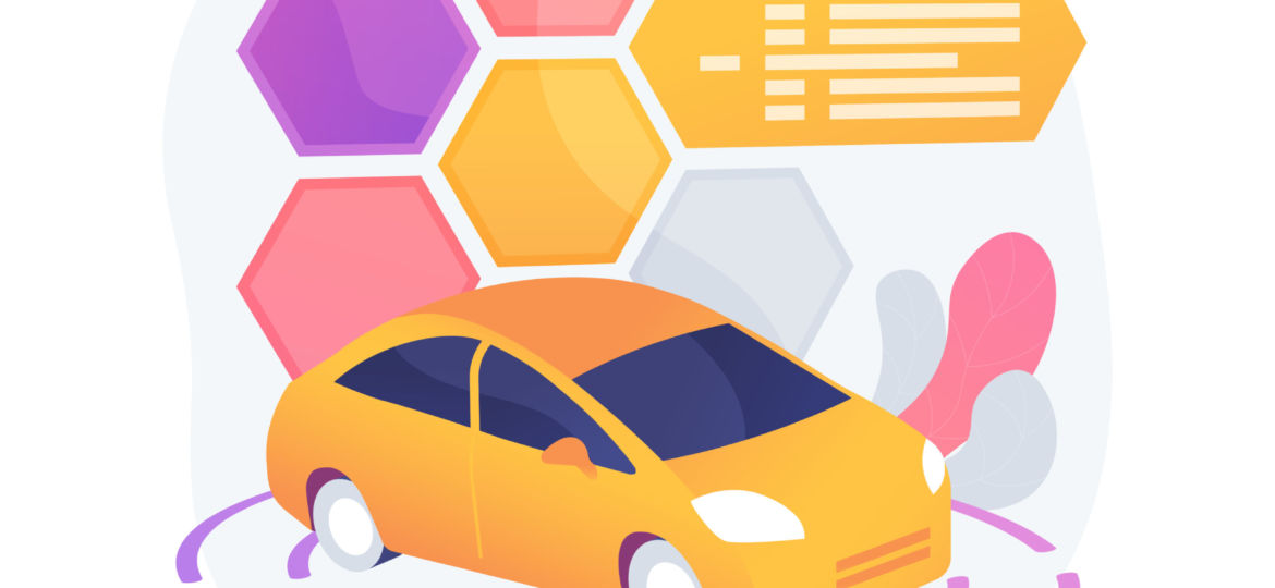 Autonomous car abstract concept vector illustration.